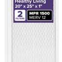 Filtrete 20x25x1 AC Furnace Air Filter, MERV 12, MPR 1500, CERTIFIED asthma & allergy friendly, 3 Month Pleated 1-Inch Electrostatic Air Cleaning Filter, 2-Pack (Actual Size 19.719x24.688x0.78 in)