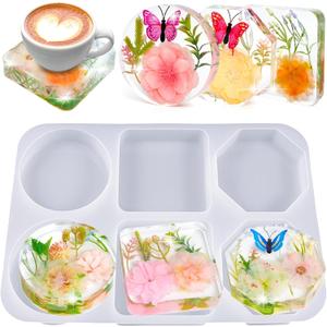 Deep Coaster Resin Molds Silicone Octagon Round Square Silicone Molds for Resin Epoxy Resin Casting Craft Mold for Flower Preservation DIY Art