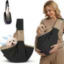 Dog Sling Carrier for Small Dogs & Cats Up to 20 lbs Cat Sling Carrier Chest, Puppy Backpack Purse with Pockets, Adjustable Shoulder Strap, Hands Free Travel Bag (Black)
