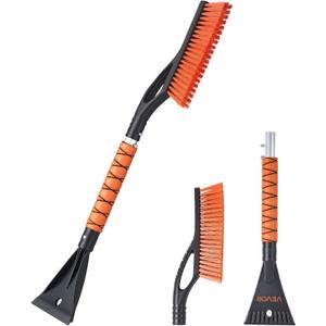 VEVOR Snow Brush and Ice Scrapers for Car Windshield, 27-inch Aluminum Snow Scraper Removal Tool with Foam Grip & Scratch-Free Bristles, Detachable and Easy-to-Carry for Cars, Trucks, SUVs, RVs (2in1)
