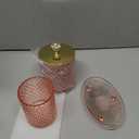 Haturi Pink Bathroom Accessories Set, 4 Pcs Glass Bathroom Accessory Set Complete w/Soap Dispenser, Toothbrush Holder, Qtip Holder, Vanity Tray, Gold Bathroom Set Decor, Gift for Girl Home Apartment