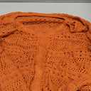 Saodimallsu Womens Boho Off Shoulder Sheer Crop Tops Bell Sleeve Flowy Oversized Crochet Ruched Pullover Sweaters Brick Red Small