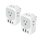 Australia Plug Adapter, TESSAN Australian Power Adaptor with 4 Outlets 3 USB Charging Ports (1 USB C), Type I Travel Plug for US to New Zealand China Argentina Fiji AU, 2 Pack