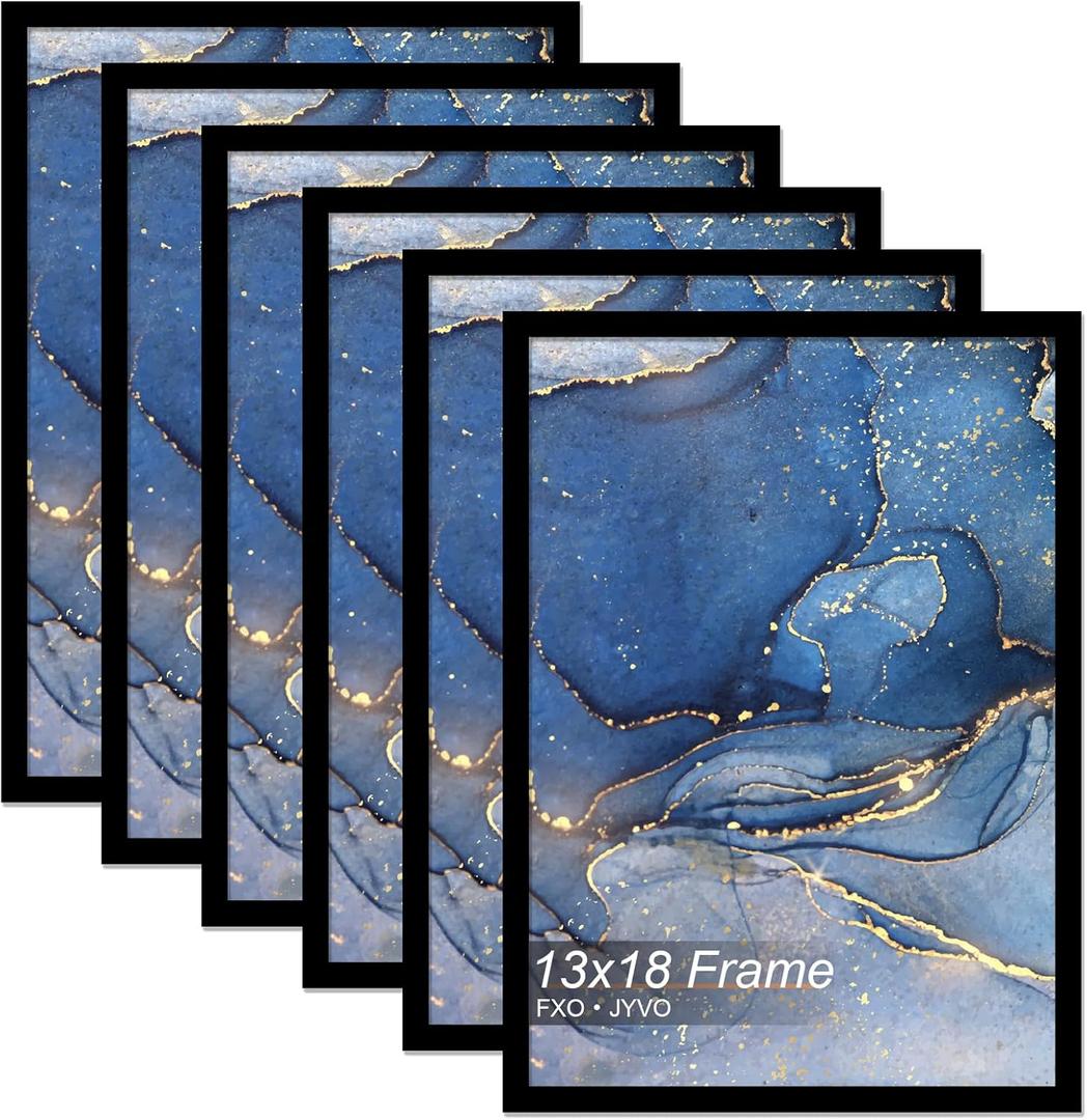 13x18 Picture Frame Set of 6, Black Frame for 13 x 18 Inch Picture Poster Photo, Light Weight and High Transparent 13 by 18 Frame for Wall - 6 Pack/Black/13 x18