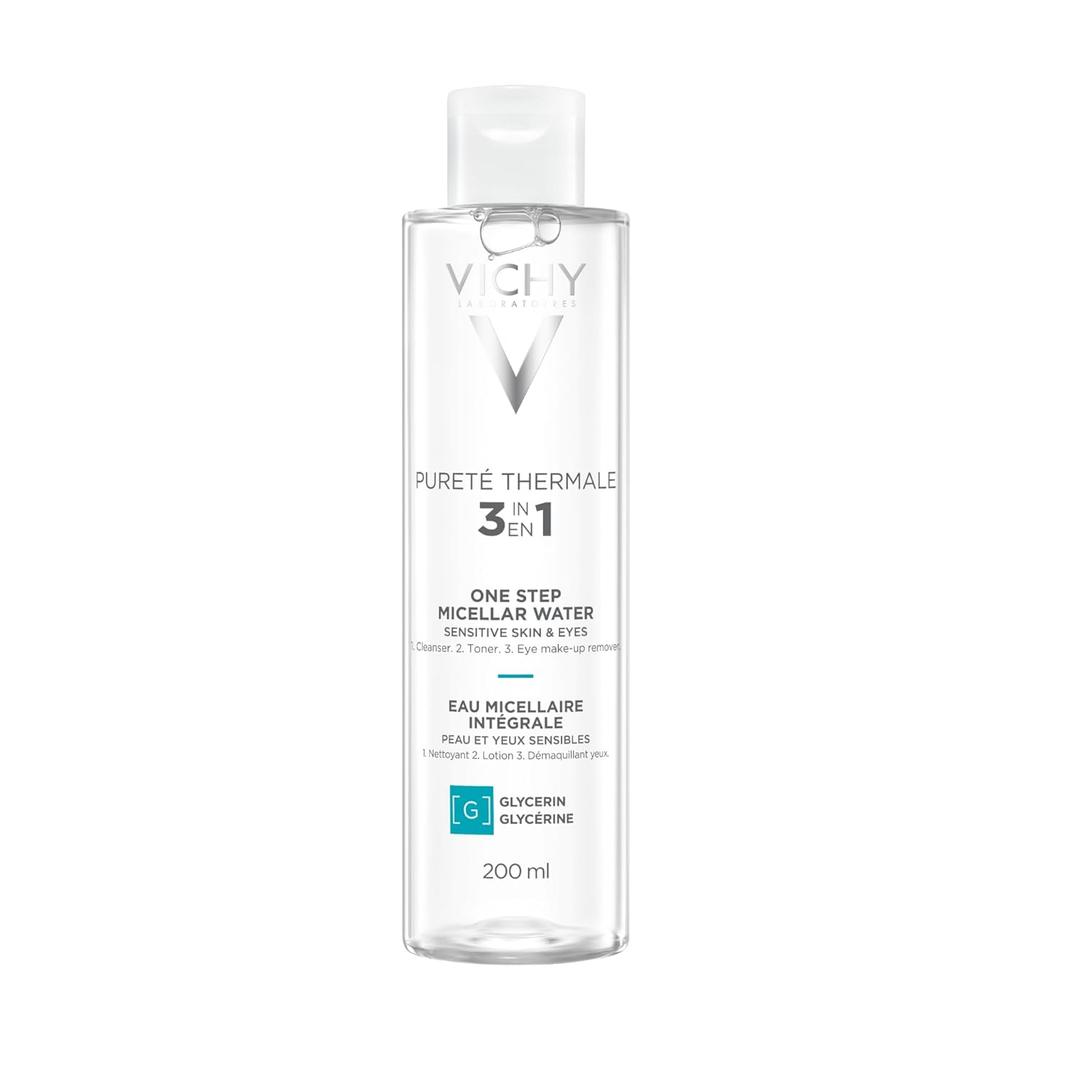 Vichy Puret Thermale One Step Micellar Water Makeup Remover & Facial Toner, Micellar Cleansing Water & Vitamin B5, No Rinse Needed, Gentle Eye Makeup Remover & Hydrating Toner For Face