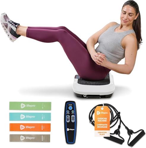 LifePro Vibration Plate Exercise Machine - Whole Body Workout Vibration Fitness Platform w/ Loop Bands - Home Training Equipment for Weight Loss & Toning - Remote, Balance Straps, Videos & Manual (Batteries for Remote Are Not Included)