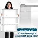 46" x 63" Dry Erase Wall Calendar - Undated 3-Month Agenda Planner Calendar, Erasable and Reusable Whiteboard with Large Daily Boxes, Notes, Stickers, Vertical Layout for Office, Classroom, or Home