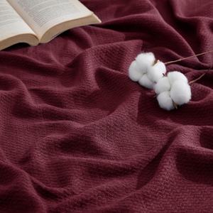 Bedsure GentleSoft 100% Cotton Blanket King Size for Bed - Breathable and Lightweight, Soft Cozy Textured Herringbone Woven Blanket for Summer, Red , 108x90 inches