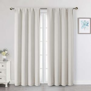 Natural Light Filtering Curtains for Bedroom Living Room 72 Inches Long 2 Panels Set, Soft Solid Thermal Insulated Privacy French Door Curtain, Modern Rod Pocket Design, Natural, 40" Wx72 L
