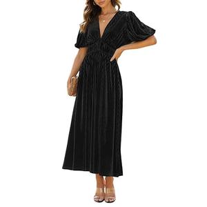 Sissyaki Women's Velvet Dress Formal Dresses for Wedding Guest 2025 Fall Dress Black, Small