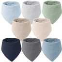 8-Pack Muslin Baby Bandana Drool Bibs  Soft & Absorbent 100% Cotton Teething and Drooling Essentials for Boys, Girls, Newborns & Toddlers (Green)