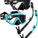 Aegend 2 Pack Snorkeling Gear for Adults, Dry Snorkel Set Panoramic View Enhanced Anti-Leak and Anti-Fog Technology, Adjustable Strap for Snorkeling Scuba Diving Swimming with Mesh Bag