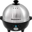 Elite Gourmet EGC-508 Rapid Egg Cooker, 7 Easy-To-Peel, Hard, Medium, Soft Boiled Eggs, Poacher, Omelet Maker, Auto Shut-Off, Alarm, 16-Recipe Booklet, Stainless Steel