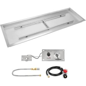 Stanbroil 48 x 14 Inch Rectangular Drop-in Gas Fire Pit Burner with Spark Ignition Kit for DIY Fire Pit Project, Propane Gas Version, 185,000 BTU Max