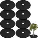 8 Pcs 32.2 Inch Non Woven Tree Mulch Ring Thickened Tree Protector Mat Reusable Tree Weed Mat Round Fabric Tree Root Barrier Weed Barrier Mats for Landscape Weed Control Plant Root Protection (Black)