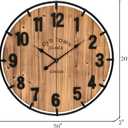 20 Inch Farmhouse Wall Clock Large Old Town Vintage Rustic Wooden Clock with Metal Rim and Large Numerals, Silent Battery-Operated for Office, Kitchen, Bedroom, and Living Room