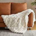 JELLYMONI Faux Fur Throw Blanket, White Throw Blanket for Couch, Fuzzy Cozy Plush Bubble Bed Blanket, Thick and Warm Blanket, King (108" x 90")