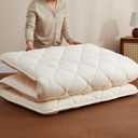 Aircliff Japanese Floor Futon Mattress, Tatami Mat Sleeping Pad, Shikibuton, Mattress Topper, Boys Girls Roll Up Dormitory Mattress, Foldable & Portable Floor Lounger Bed, Guest Bed (Cream, Full) (Full (80"L x 54"W x 2.5"Th))