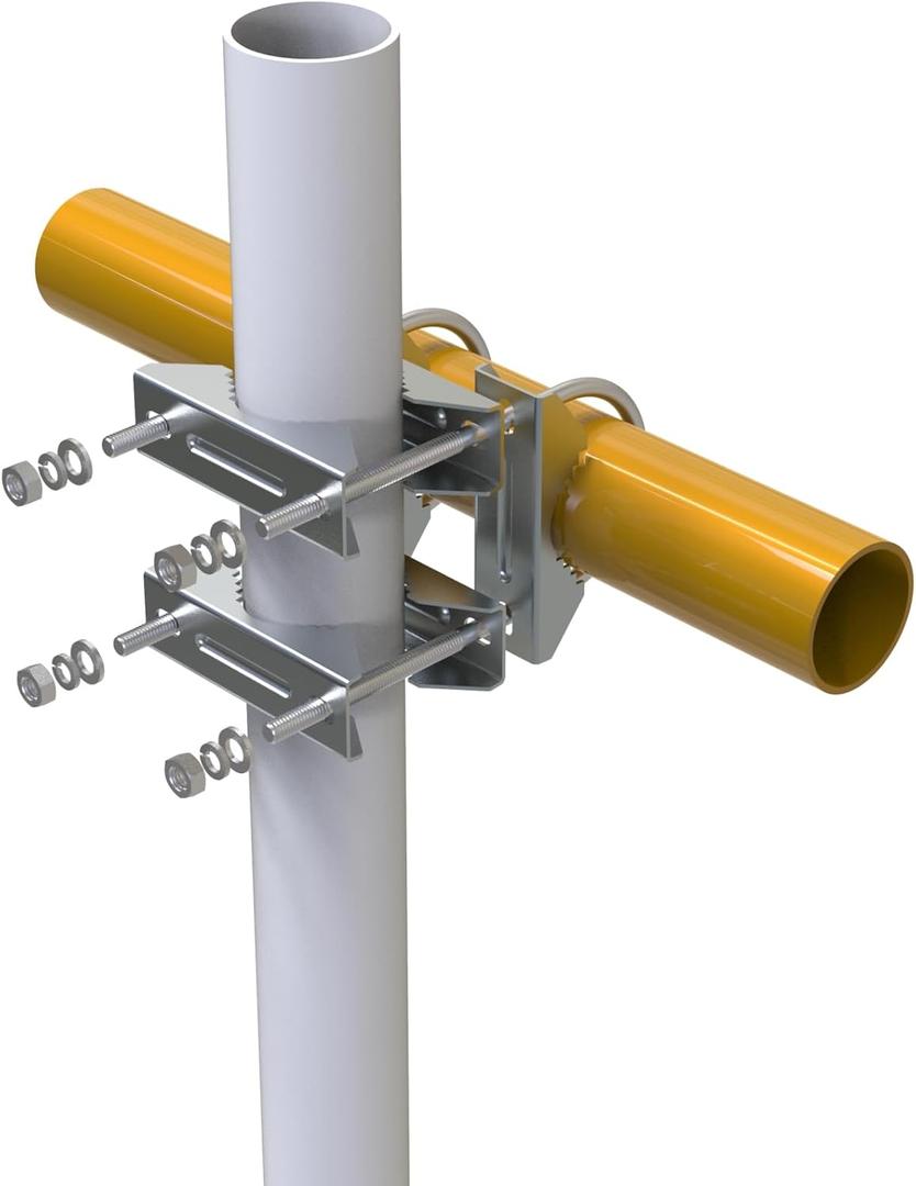 Double Antenna Mount Clamp U-Bolt Mounting Hardware Mast to Mast Mount Bracket Kit (Without The Pole) Antenna Mast Clamp V Jaw Accessories Stainless Steel for TV CB Ham Outside Antenna