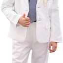 LOLANTA Boys Suit 2PCs Tuxedo Jacket Formal Wedding Ring Bearer Outfit, Birthday Proms Dinner Blazers (8-9 Years, White)