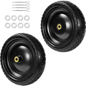 13" Tire Compatible with Gorilla Cart, 4.00-6 Flat Free Solid Tire and Wheel (Solid Polyurethane) for Wagon,Wheelbarrow,Yard Trailers-5/8" Bearings,Offset Hub 2.1" (2 Pack)