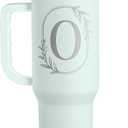Personalized Monogrammed Tumbler with Handle 40oz, Letter O Tumblers Insulated Coffee Travel Cup, Custom Initial Gift for Women Girls Friends, Monogram Gift for Christmas Birthday Mothers Day