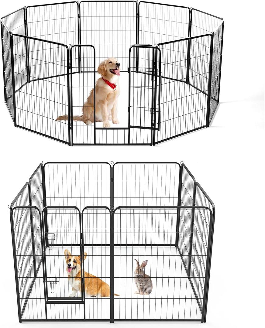 NEWBULIG Dog Playpen Indoors 40 Inch 8 Panels for Medium and Large Dogs Portable and Foldable Pet Fence with Door Heavy Duty Metal Dog Exercise Play Pen for Outdoor Yard