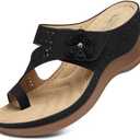 SHIBEVER Women's Wedge Sandals Platform: Comfortable Dressy Summer Casual Slip on - Low Heels Flip Flops Women Sandals 39