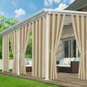 Outdoor Curtains for Patio Waterproof - 6 Panels Privacy Weatherproof Outside Curtains with Grommets for Pergola, Gazebo, Porch, Cabana, Balcony, 54 x 95 Inch, Cream