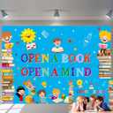 3 x Reading Themed Backdrop Open a Book Open a Mind Background World Book Day Children Students Classroom Party Decorations Library Elementary Banner Photo Booth Props (7X5FT)