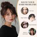 S-noilite Natural Black Bangs Hair Clip,Wispy Clip in Bangs Human Hair French Bangs Natural Curtain Fringe with Temples Hairpieces for Women Clip on Bangs Daily Wear