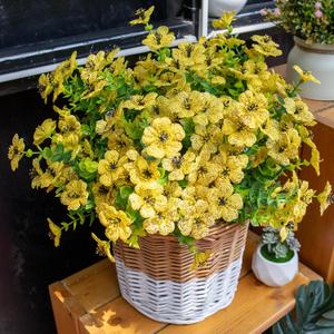 Fall Artificial Flowers for Outdoors, 10 Bundles UV Resistant Artificial Outdoor Flowers, Not-Fading Silk Faux Fall Flowers for Outdoor Planters for Home Garden Porch Decor, Yellow