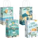 Kolldenn 12 Pcs The Big One Party Gift Bags Summer Surfing Treat Bags with Handles Retro Beach First Birthday Candy Goodie Pouch for Baby Shower 1st Birthday Party Supplies