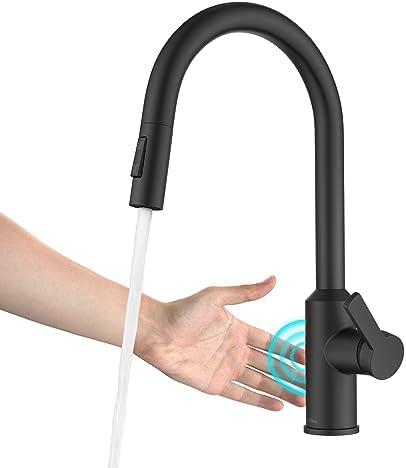RKF Single-Handle Bathroom Sink Faucet, Swivel Spout, with Pop-up Drain with Overflow and Supply Hose,Bar Sink Faucet,Small Kitchen Faucet Tap,Matte Black,BF3501P-MB