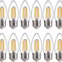 FLSNT B11 E26 Base LED Candelabra Light Bulbs 60W Equivalent, Dimmable, LED Candle Light Bulbs, 2700K Soft White, 9 Pack UL,CA65 Listed.
