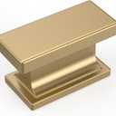 Amerdeco 10 Pack Champagne Bronze Cabinet Knobs 1.46 Inch(37mm) Solid Gold Kitchen Cabinet knobs Rectangle Brushed Brass Drawer Knobs and Pulls for Bathroom Cabinets ZH00013