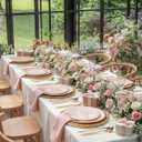 bUCLA 150PCS Pink Plastic Plates - Pink and Gold Disposable Include 25 Each (Dinner & Dessert) Plates, 25 Knives, 25 Forks, 25 Spoons and 25 Cups, Ideal for Party, Wedding & Mother's Day