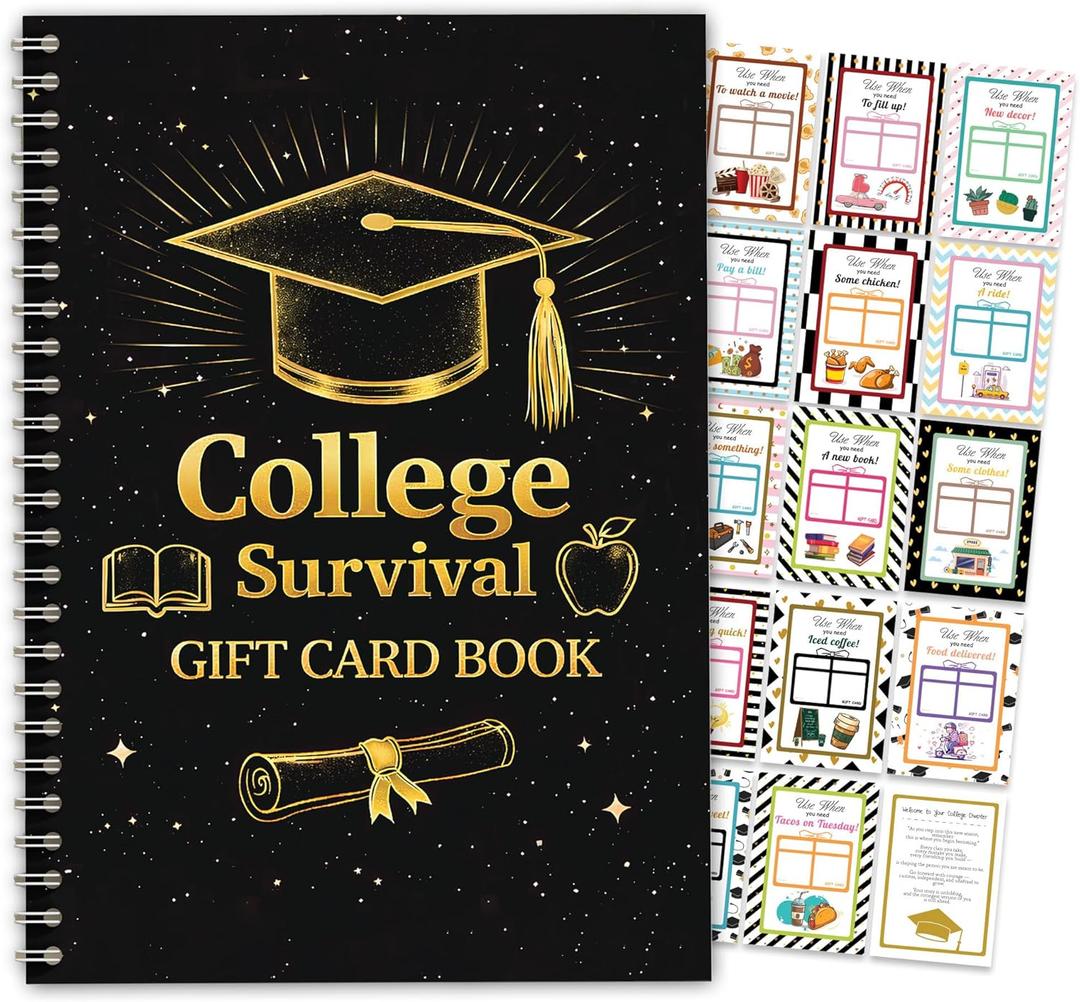 College survival gift card book, College Survival Kit, Graduation College Gift Card Book 2026 open when envelopes fo Graduation college student – Graduation Gifts for High School Survival Gifts Card Booklet Holder Book