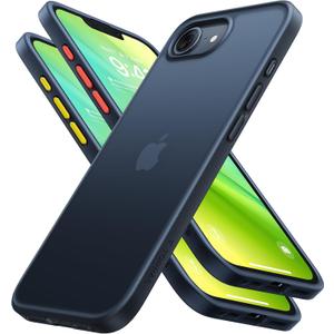 TORRAS Guardian Shockproof for iPhone 16e Case 2025, Military Grade Test Protection 16e Phone Case Slim Thin Durable DIY Buttons Anti Scratch Translucent Matte Hard Back Case for 16e Case 6.1", Black