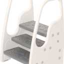 Toddler Step Stool for Bathroom Sink,Adjustable 3 Step Stool for Kids,Kitchen Standing Tower,Children Learning Helper Stool with Safety Handles and Non-Slip Pads,Grey