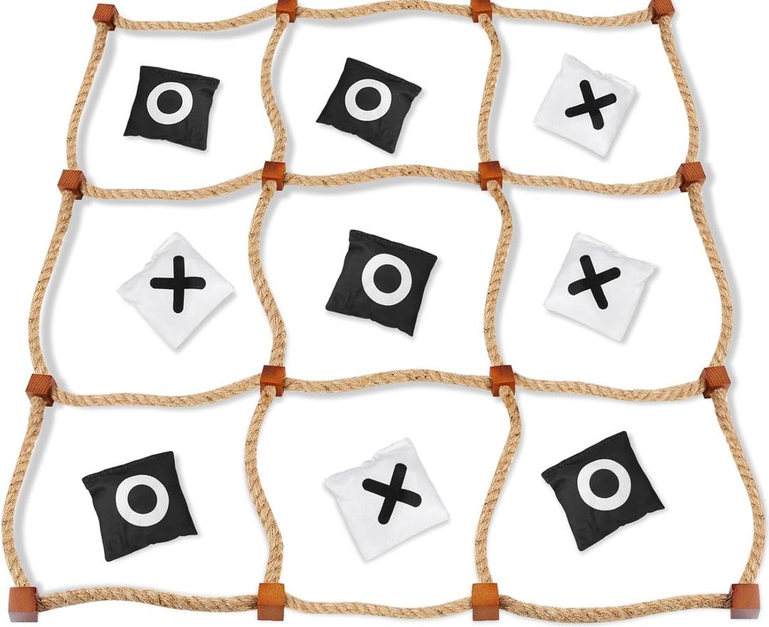 Giant Tic Tac Toe Outdoor Games, 4ft x 4ft Bean Bag Toss Outdoor for Kids, Giant Yard for Adults, Jumbo Large Wooden Tic Tac Toss, Backyard Lawn Camping Game (Black and White)