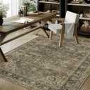 4x6 Washable Brown Area Rug Vintage Entryway Office Carpet Non-Slip Soft Low Pile Distressed Indoor Throw Rug for Living Room Bathroom Dining Room