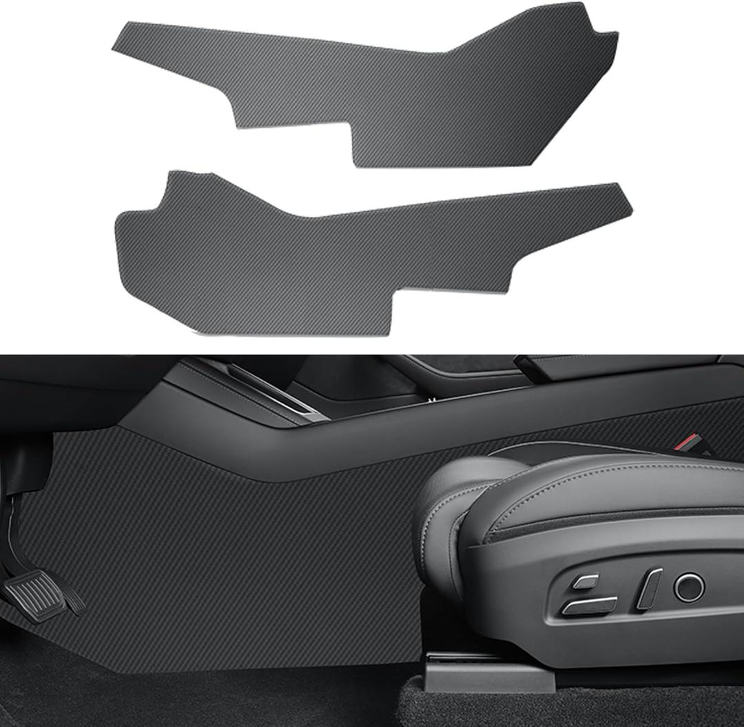 Center Console Side Anti-Kick Mats for Tesla New Model Y Juniper 2025 2026 Carbon Fiber Front Seat Side TPE Cover Pad Dust Resistant Water Resistant Interior Guard Anti Scratch Kick Pad