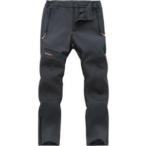 Postropaky Mens Hiking Snow Ski Pants Waterproof Outdoor Insulated Softshell Pants Snowboard Zipper Bottom Leg (42W x 30L, Grey)