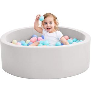 Foam Ball Pit for Toddlers, 35 Inch Baby Ball Pit Soft Round and Easy to Set or Clean, Baby Playpen Ball Pool is Ideal Gift for Kids-Balls NOT Included (Light Gray)