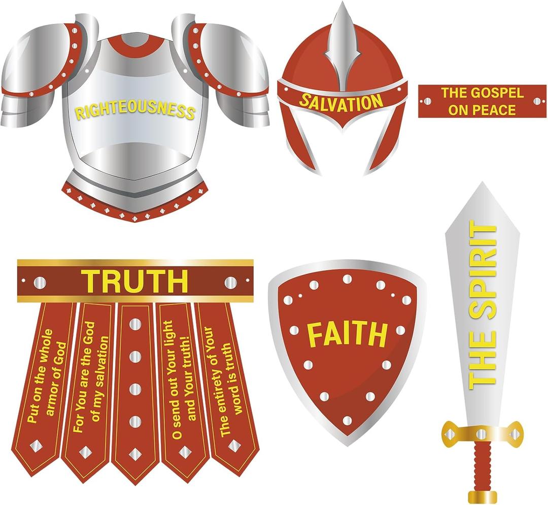12 Sets Armor of God Costume Craft Kit Armor of God Cutouts Christian Bible Sunday School and Religious Classroom Decor for School Classroom Church Activity Party Favor Decorations
