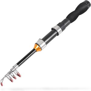 Telescopic Collapsible Extendable Fishing Rod for Saltwater and Freshwater, Lightweight and Compact Design (Full Extend 3.2 Feet)