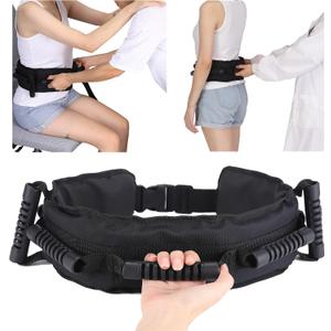 Gait Belt for Seniors, Transfer Belt with 7 Nylon Padded Handles Medical Belt for Lifting Patients, Safety Gait Belt for Elderly Easy to Use Quick Release Buckle (Black) Long