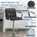 DUMOS Bar Stools Set of 2, Adjustable Swivel Bar Chairs with Padded Armrests and Ergonomic Backrest for Kitchen Island Counter Pub Dining Room, Water-Resistant PU Leather, Black