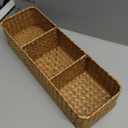 Seagrass Storage Basket 3 Sections Woven Shelf Baskets with Compartment (Natural, 14.6inch x 4.7inch x 3.1inch)